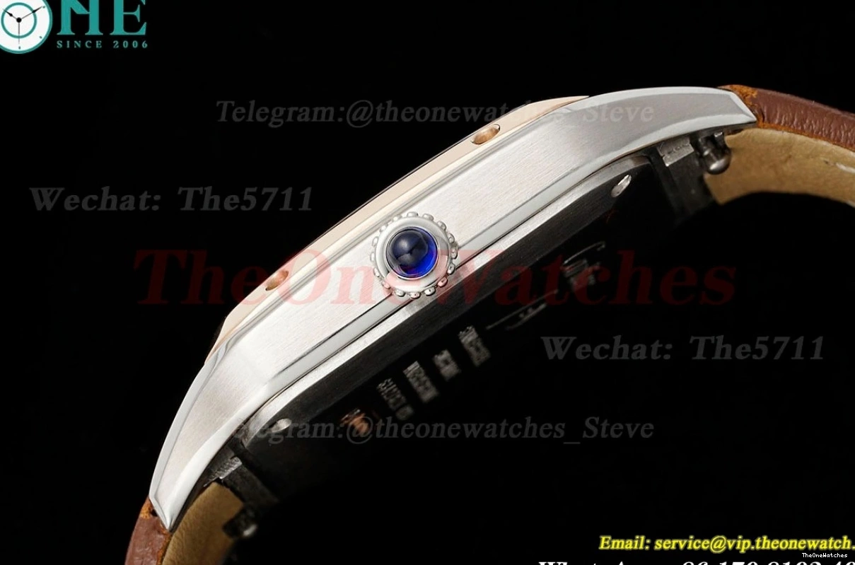 LE Santos Silver Quartz Brown Dial Dumont AF RG 0502